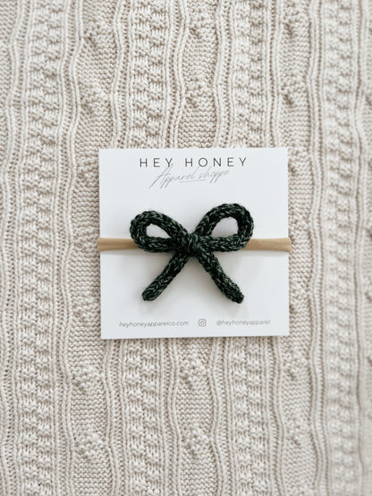 Darla Knit Bow in Pine